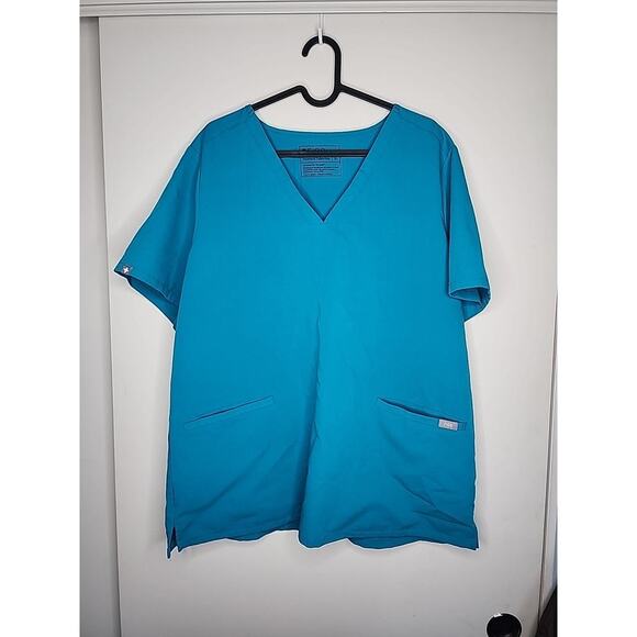 Figs Technical Collection Scrub Top Womens XL Teal‎ V-Neck Medical Healthcare - Picture 1 of 4